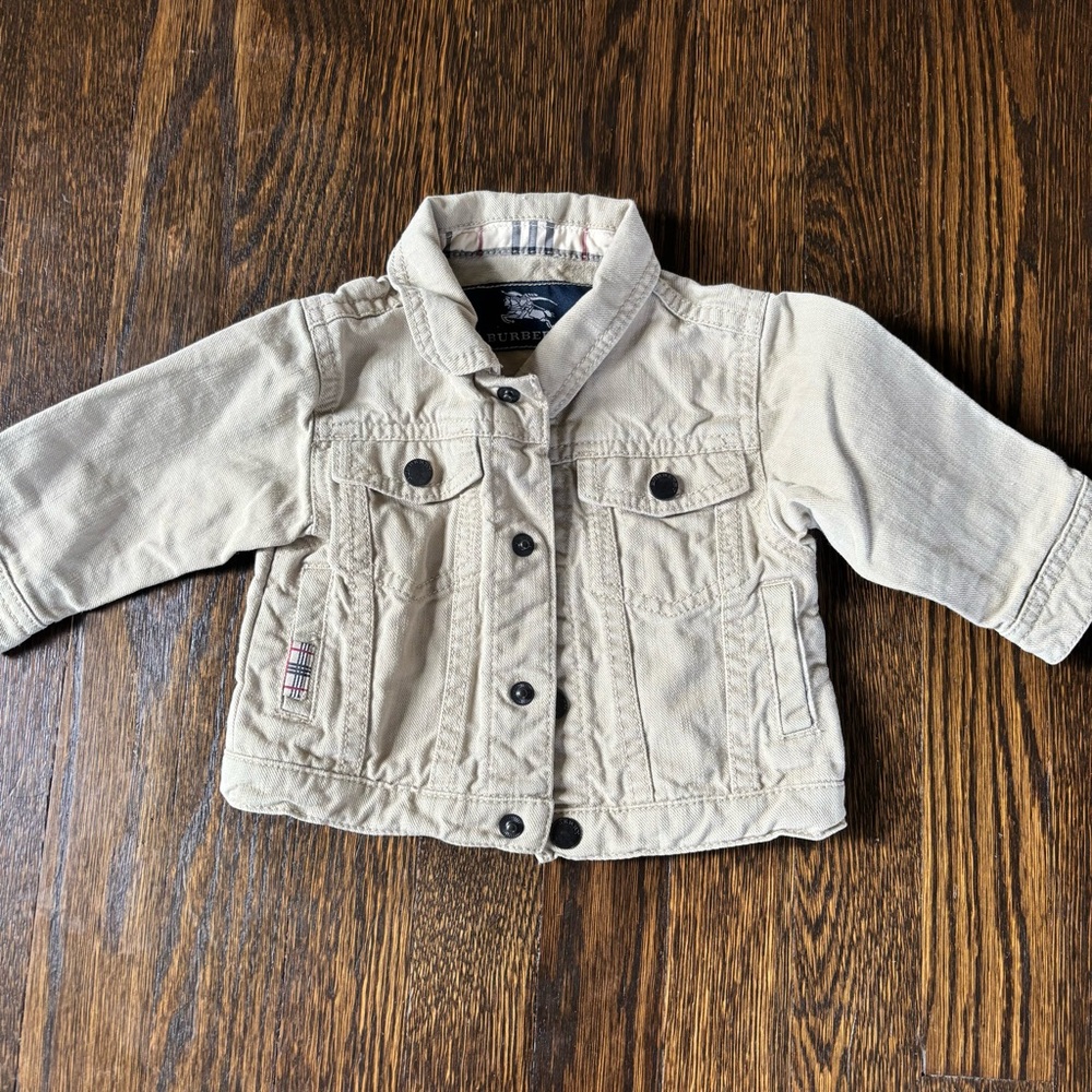 BURBERRY youth kids Jacket denim Coat Blazer Nova Check Size 6 Months